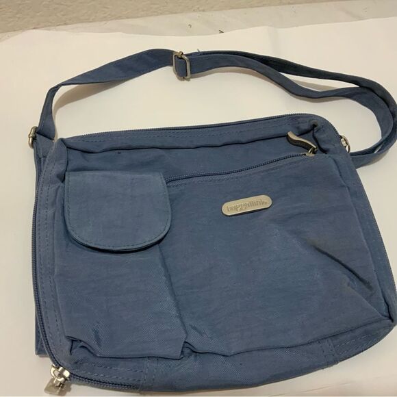 New BAGGALLINI Blue Nylon Crossbody Travel Organizer Shoulder Handbag Purse - Picture 2 of 9